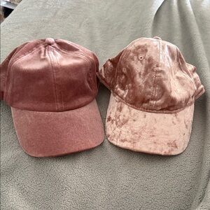 Velvet Baseball Caps in Pink and light pink